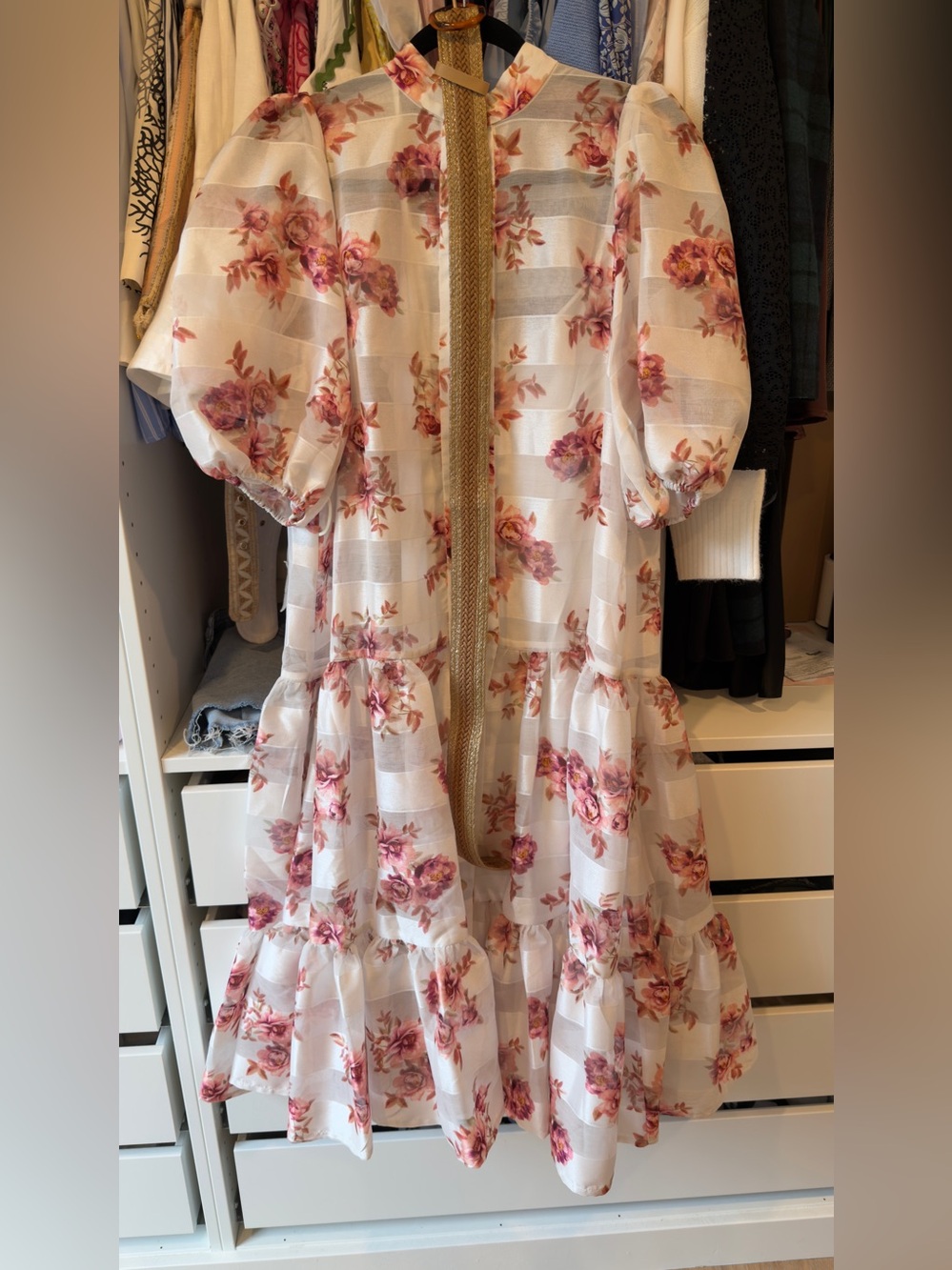 Zimmermann White Dress with Pink Floral Print